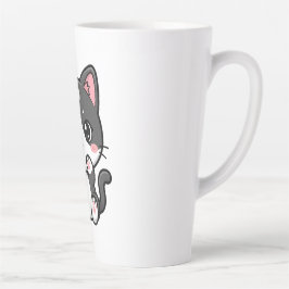 Adorable Kawaii Tabby Kitten Illustration Latte Mok