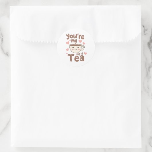 Adorable Kawaii Tea Cup of Love Ronde Sticker (Tas)