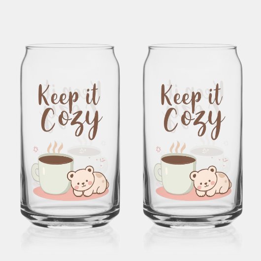 Adorable "Keep it Cozy" Winter Graphic Blikvorm Glas (Achterkant)