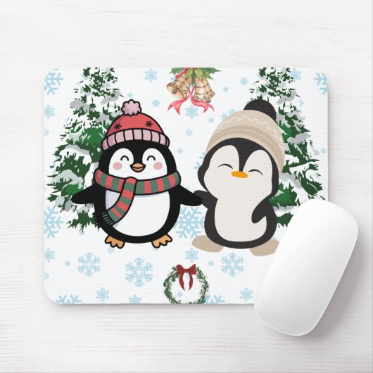 Adorable Kerst Penguin Koppel Muismat (Met muis)