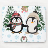 Adorable Kerst Penguin Koppel Muismat (Voorkant)