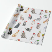 Adorable Kitten Catmas Christmas Holiday Pattern Cadeaupapier (Uitgerold)