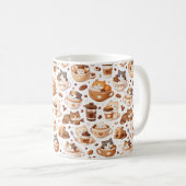 Adorable Kitten & Coffee Pattern Mok (Voorkant rechts)