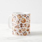 Adorable Kitten & Coffee Pattern Mug  Koffiemok (Voorkant links)