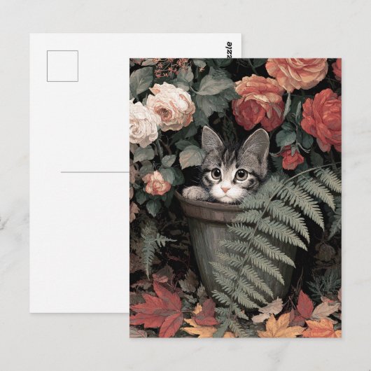 Adorable Kitten in a Flower Pot Briefkaart (Voorkant / Achterkant)