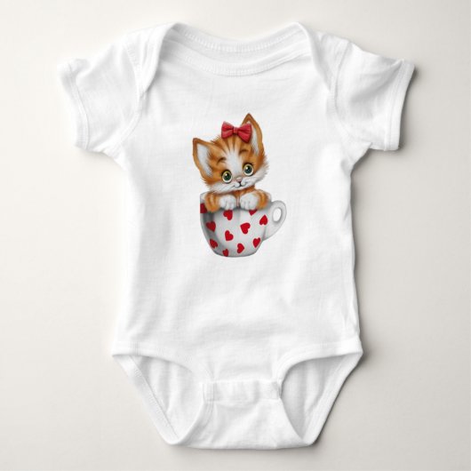 "Adorable Kitten in Cup Baby Bodysuit  (Voorkant)