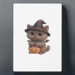 Adorable Kitten in Halloween Witch Costume with Pu Fotoplaat<br><div class="desc">Adorable Kitten in Halloween Witch Costume with Pumpkin Candy Pail - Cute Halloween Art Classic T-Shirt</div>