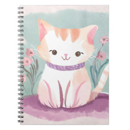 Adorable kitten in the flowers notitieboek