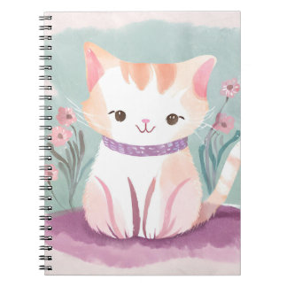 Adorable kitten in the flowers notitieboek