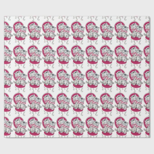 Adorable Kittens Roze Strik Kaptafel Stoel Cadeaupapier (Vlak)