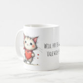 Adorable Kitty Cat Will You Be My Valentine? Koffiemok (Voorkant links)