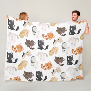 Adorable Kitty Cats Print Fleece Deken