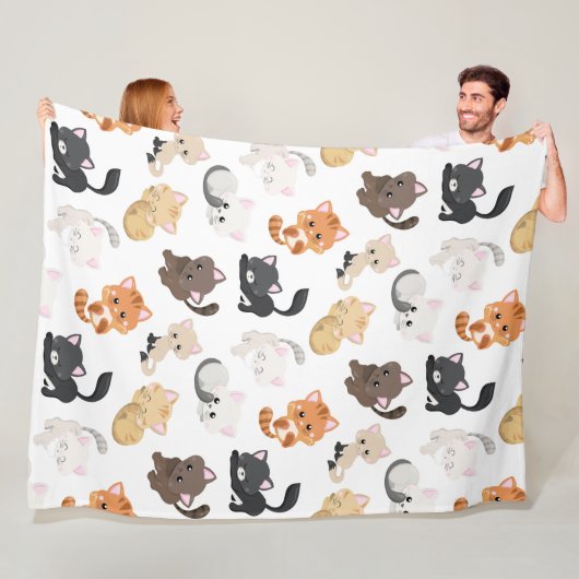 Adorable Kitty Cats Print Fleece Deken (In situ)