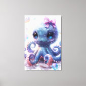 Adorable Kleurrijke Baby Meisjes Octopus Kunstprin Canvas Afdruk (Voorkant)
