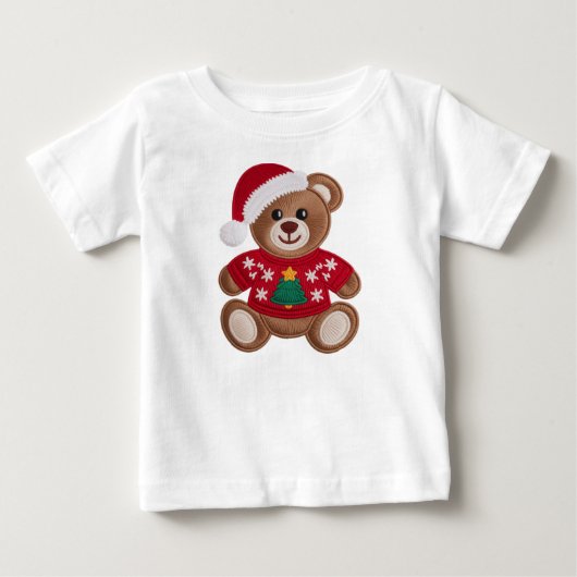 Adorable Knitted Teddy Bear Christmas Sweater (Voorkant)