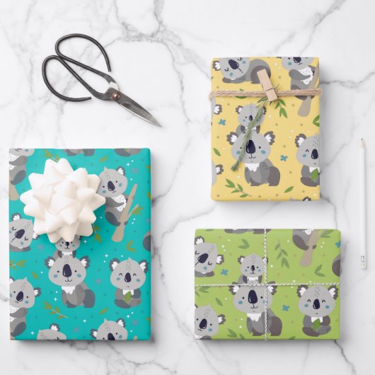 Adorable Koala Beer Inpakpapier Set van 3 Vel (Voorkant)