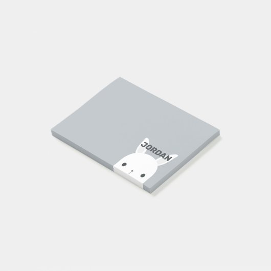 Adorable Konijn met Gepersonaliseerde Naam Post-it® Notes (Schuin)