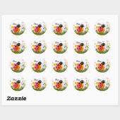 Adorable Ladybug Girl's Name Wildflowers Ronde Sticker (Vel)