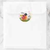 Adorable Ladybug Girl's Name Wildflowers Ronde Sticker (Tas)