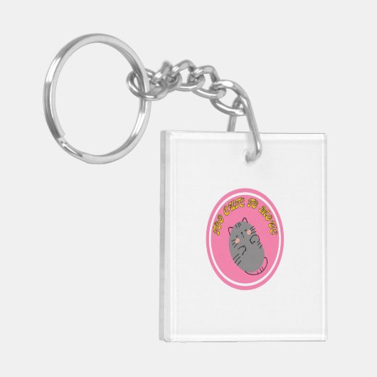 Adorable Lazy Cat "Too Cute To Move" Design Sleutelhanger (Voorkant Links)