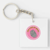 Adorable Lazy Cat "Too Cute To Move" Design Sleutelhanger (Voorkant)