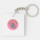 Adorable Lazy Cat "Too Cute To Move" Design Sleutelhanger (Achterkant)