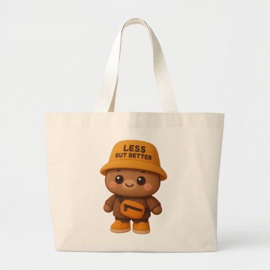 Adorable "Less But Better" Bear Eco-Friendly Tote Grote Tote Bag (Voorkant)