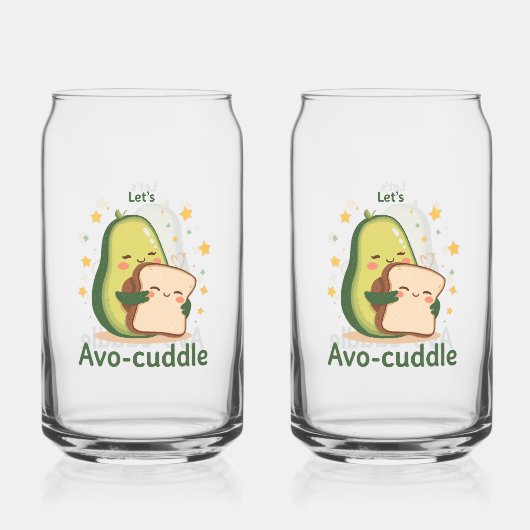 Adorable "Let's Avo-Cuddle" Food Pun Blikvorm Glas (Achterkant)