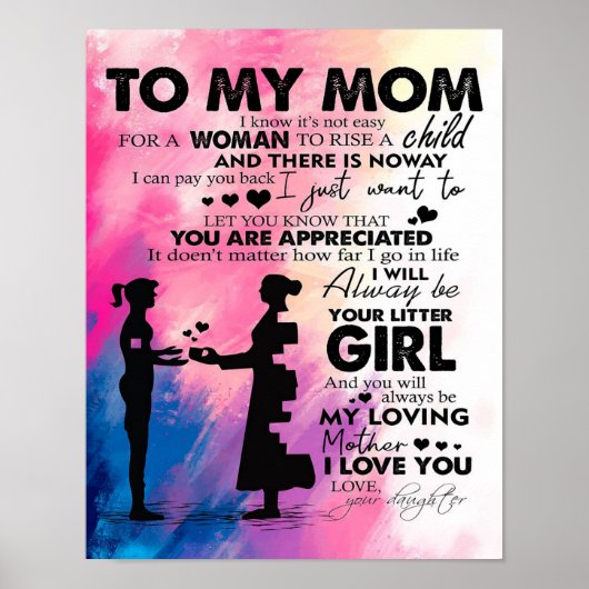 Adorable Letter To Mom | Lovely Gift To My Mom Poster (Voorkant)