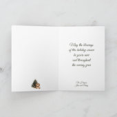 Adorable Lion and Decorated Tree Art Feestdagen Kaart (Binnen)