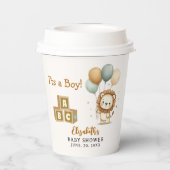 Adorable Lion Baby Shower Boy Papieren Bekers (Achterkant)
