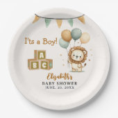 Adorable Lion Baby Shower Boy Papieren Bordje (Voorkant)