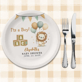 Adorable Lion Baby Shower Boy Papieren Bordje