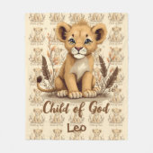 Adorable Lion Cub Christian Art Faith Quote Fleece Deken (Voorkant)