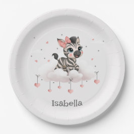 Adorable little cartoon zebra papieren bordje