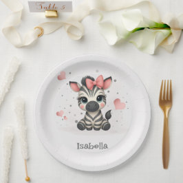 Adorable little cartoon zebra papieren bordje