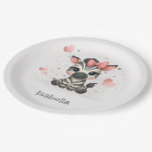 Adorable little cartoon zebra papieren bordje (Gekanteld)