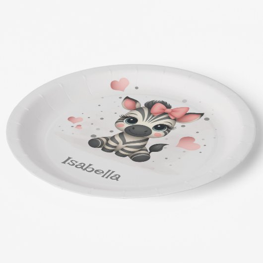 Adorable little cartoon zebra papieren bordje (Gekanteld)