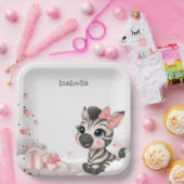 Adorable little cartoon zebra  papieren bordje (Feest)