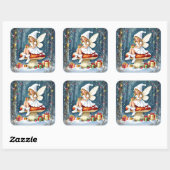 Adorable Little Christmas Fairy on Mushroom Vierkante Sticker (Vel)