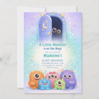 Adorable Little Monster Baby Shower Invitation Kaart