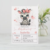 Adorable little zebra baby shower invitation kaart (Staand voorkant)