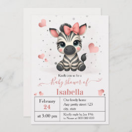 Adorable little zebra baby shower invitation kaart