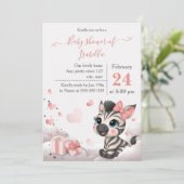Adorable little zebra baby shower invitation kaart (Staand voorkant)
