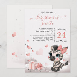 Adorable little zebra baby shower invitation kaart
