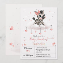 Adorable little zebra baby shower invitation