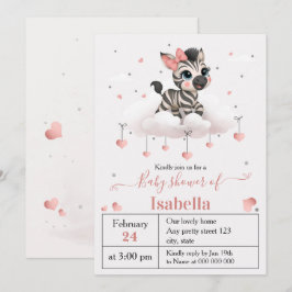 Adorable little zebra baby shower invitation kaart