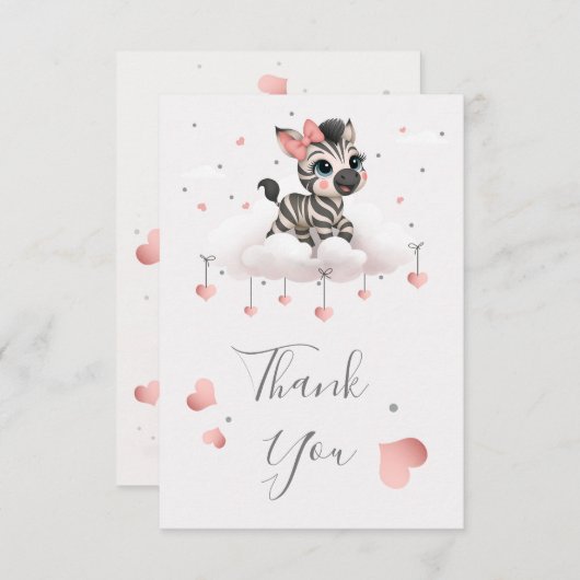 Adorable little zebra  bedankkaart (Voorkant / Achterkant)