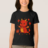 Adorable Lucky Dragon – Kawaii Prosperity Lanterns Tri-Blend Shirt (Voorkant)