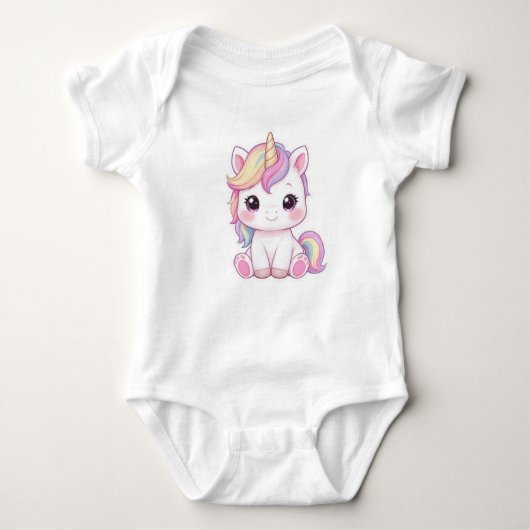 Adorable Magical Unicorn Sticker Illustration Romper (Voorkant)